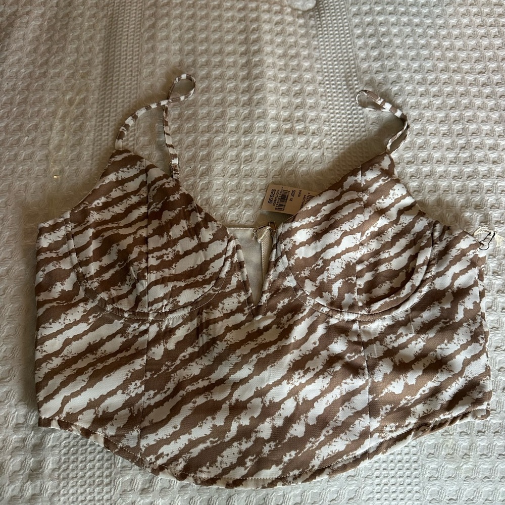 Brown and White Women's Top